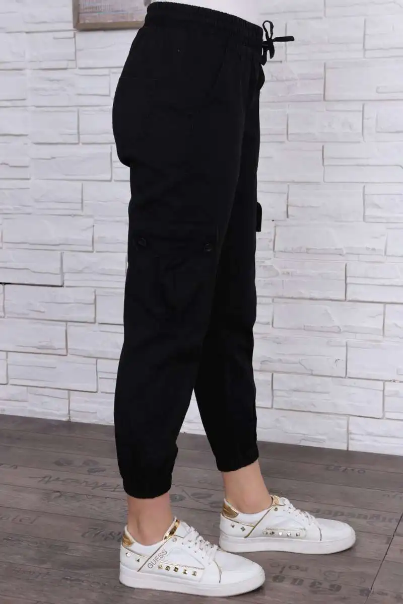 

Summery Jogger Cargo Pocket Detail Pants Black
