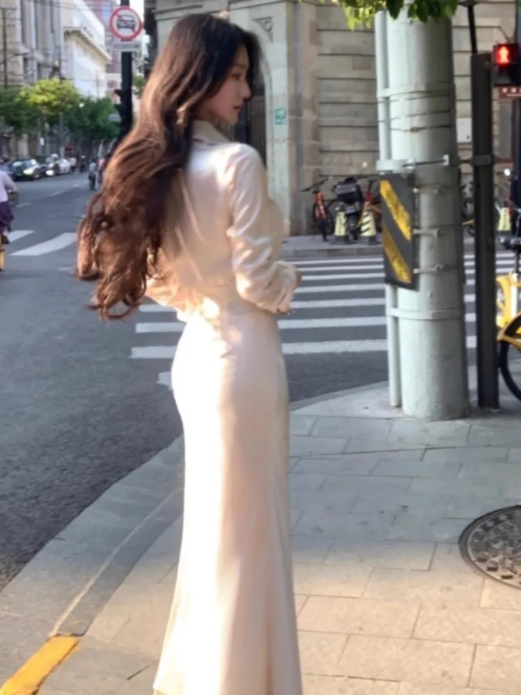 Женский офисный комплект из 2 предметов элегантная Однотонная рубашка с длинным