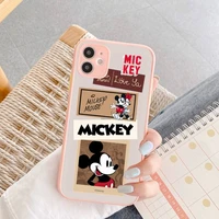 disney cute cartoon mickey mouse phone case for iphone x xr xs 7 8 plus 11 12 13 pro max 13mini translucent matte case