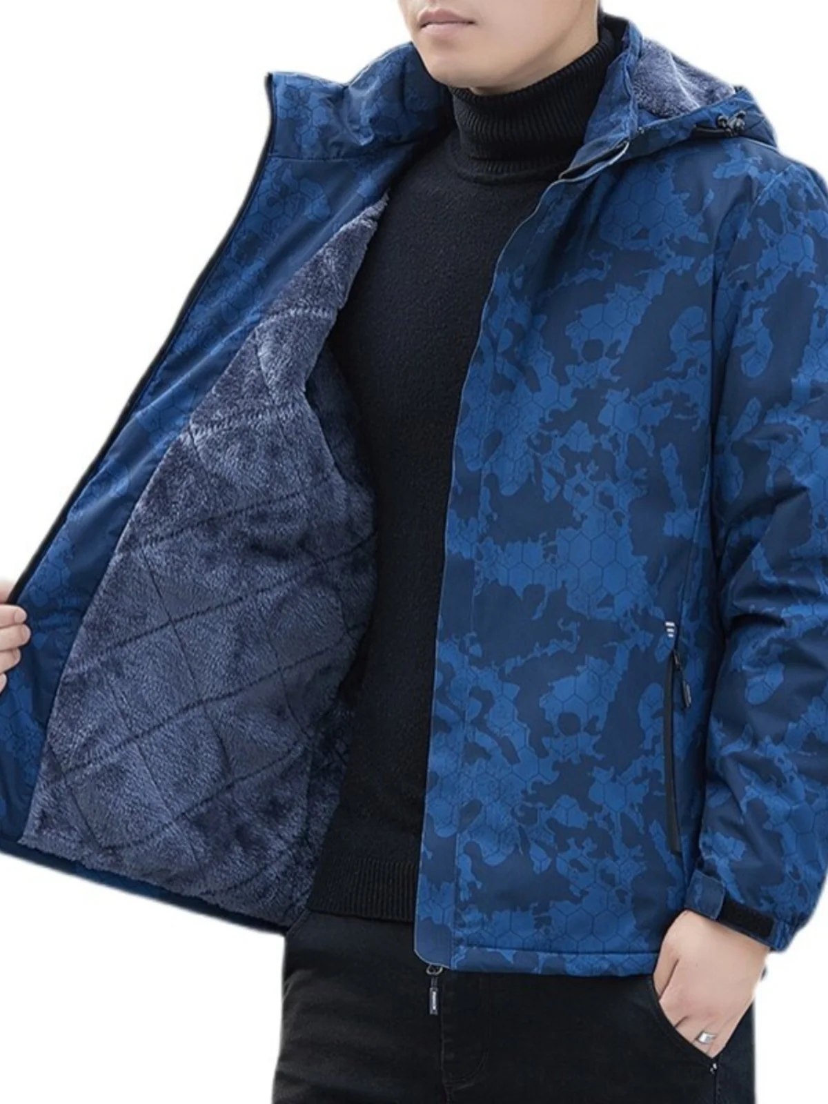 Зимняя камуфляжная повседневная куртка на флисовой подкладке мужская уличная