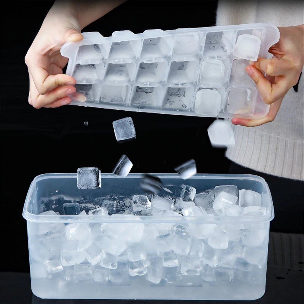 

Small Ice Cube Mould Box With Lid & Scoop Fruits Popsicle Maker Molds Tray Ice Cream DIY Tool Kitchen Refrigerator Accessories