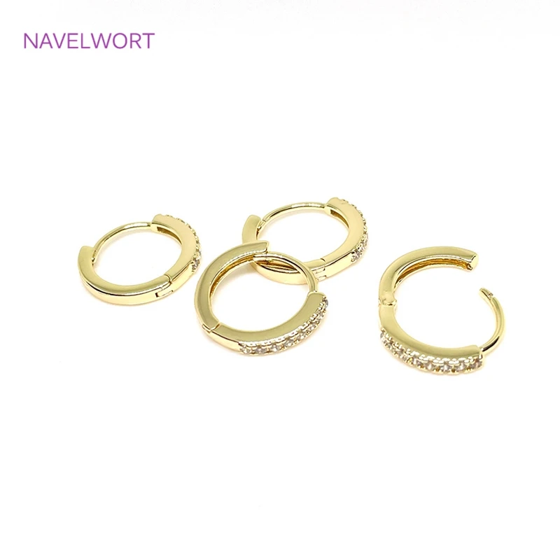

14K/18K Gold Plated Round Earring Hoop Brass Metal Inlaid Zircon Earring Clasps Hooks Fittings DIY Fashion Jewelry For Women