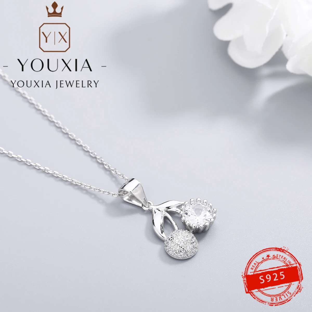 hot selling own brand diy s925 silver flower full diamond design party banquet fashion personality ladies fine shine jewelry free global shipping