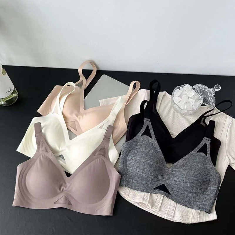 

Anti-Sag Ventilate No Steel Ring Lingerie For Women Girl Tube Top Summer Traceless Underwear Gather Together Thin Cup Bra Soft