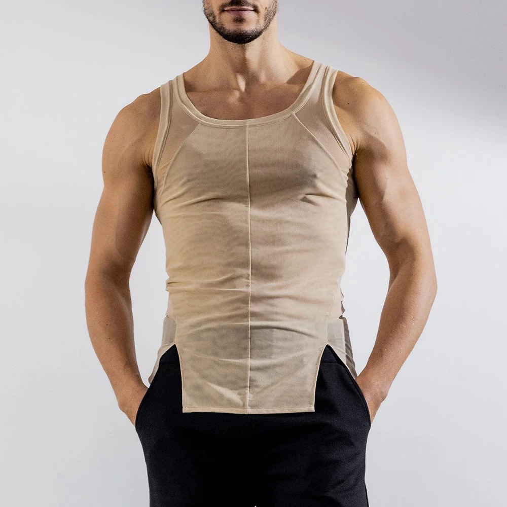 

Мужская майка без рукавов, с круглым вырезом