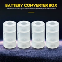 free shipping 24pcs aa to c battery adaptor holder case converter switcher lr06 aa to c lr14 size transparent battery storage b
