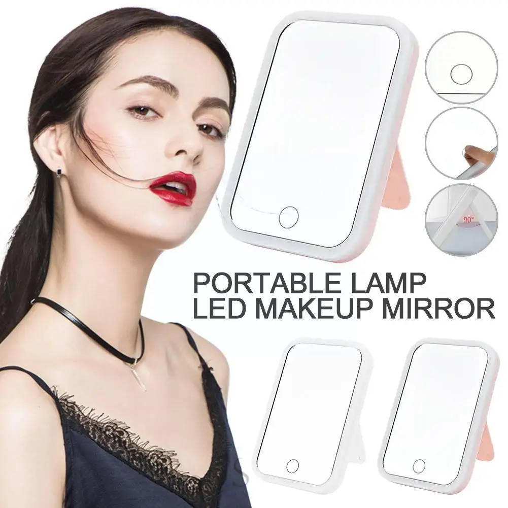 

Portable LED Makeup Mirror With Lamp USB Charging Compact Beauty Dimming Mirror Tools Makeup Screen Vanity With G3R4