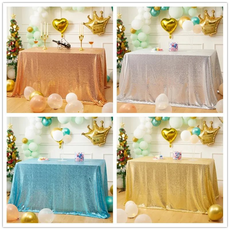 

Party Table Decorative Sequin Tablecloth For Birthday Wedding Bridal Shower Baby Bachelorette Holiday Banquet Table Cloth Cover