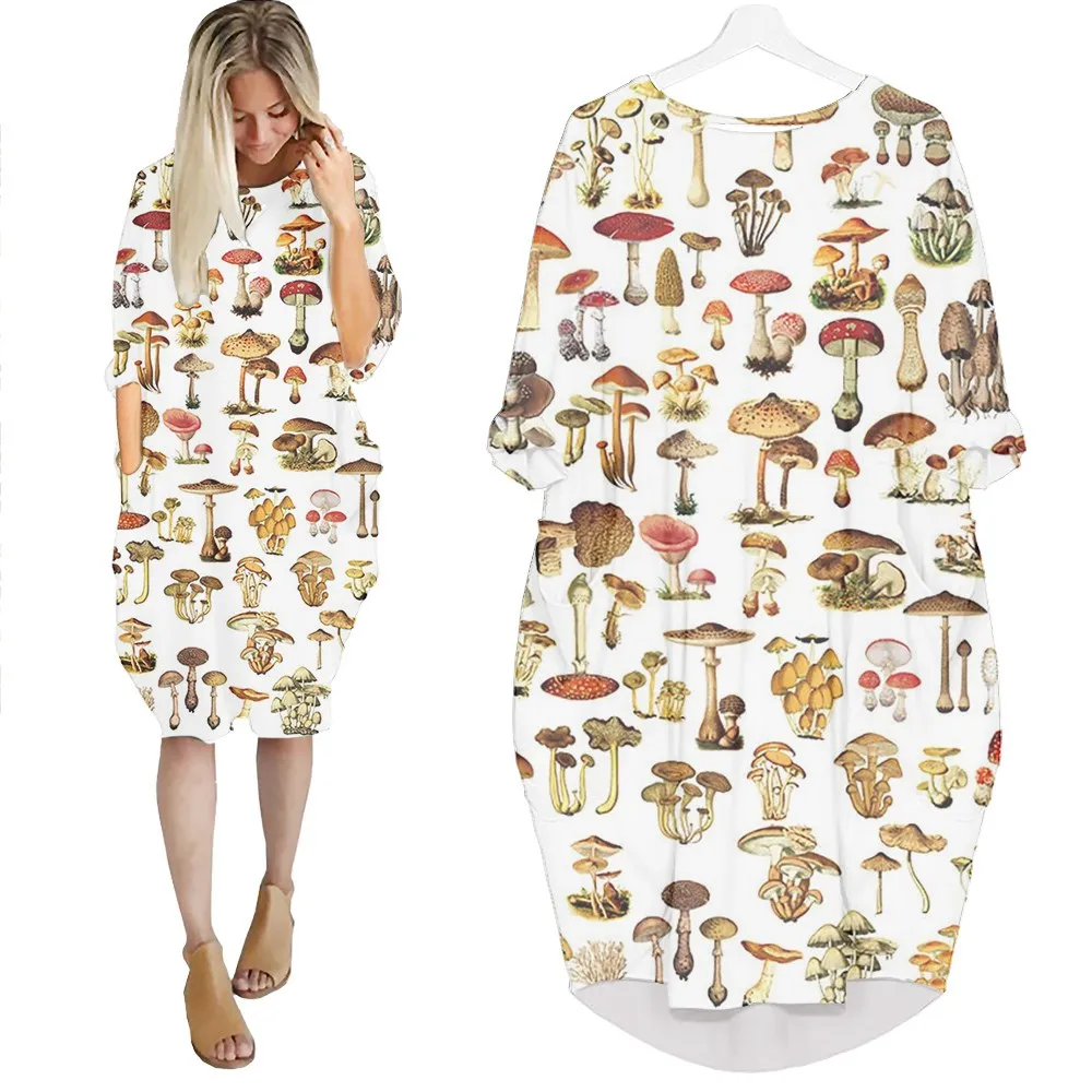 

Jumeast Women 3D Batwing Pocket Dress Oversized Female Wild Mushroom Camouflage Hip Hop Pullover Dresses Summer Skirt Nightdress