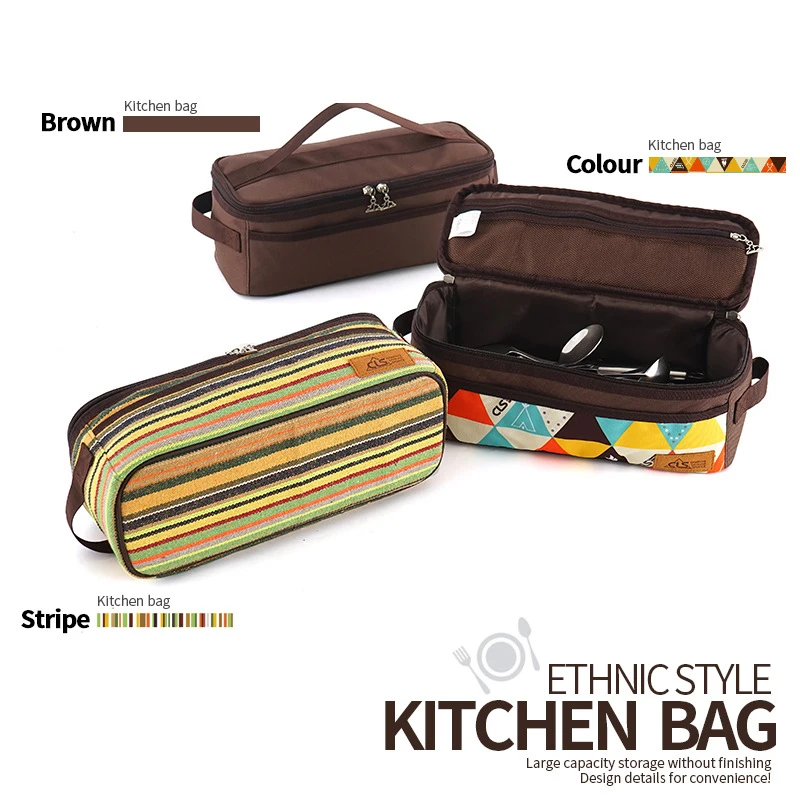 

Outdoor Portable Camping Tableware Storage Bag Picnic Kitchen Tool Meal Supplies Travel Makeup Bag Portable Toiletry Bag