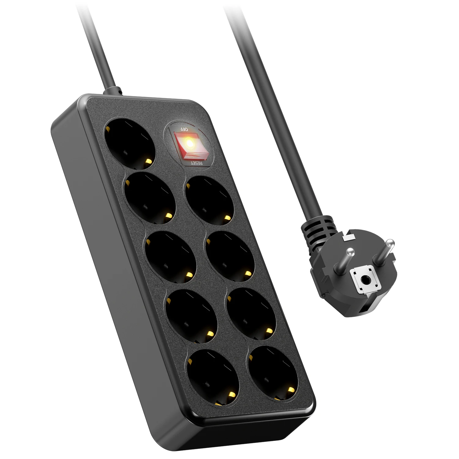 9 розеток переменного тока европейская удлинитель с защитой от перегрузки кабеля