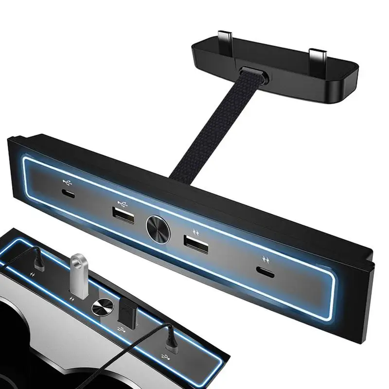

Universal USB HUB Docking Station Center Console Charger LED Docking Station Switch Control For Phones Charger Splitter Adapter