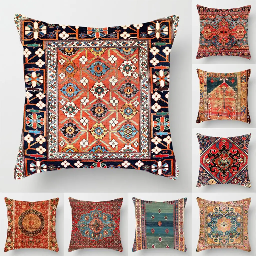 

Этническая наволочка, искусственный персидский льняной ковер, наволочка с рисунком для дивана, спальни, домашний декор, наволочки 45x45 см
