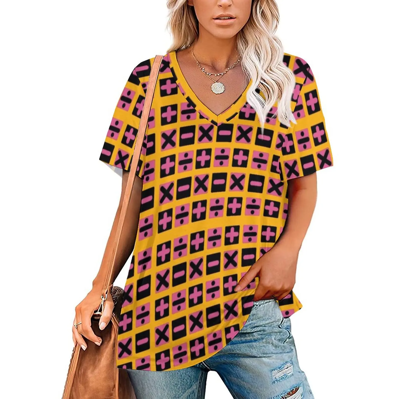 

Jojo Print T Shirt Trish Una Inspired Trendy Oversize T Shirts Short Sleeve V Neck Street Wear Tees Womens Summer Stylish Tops