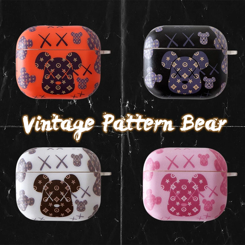 

3D модный винтажный Чехол с рисунком медведя для Airpods 1 2 3 Pro беспроводные Bluetooth наушники ТПУ INS трендовый креативный чехол