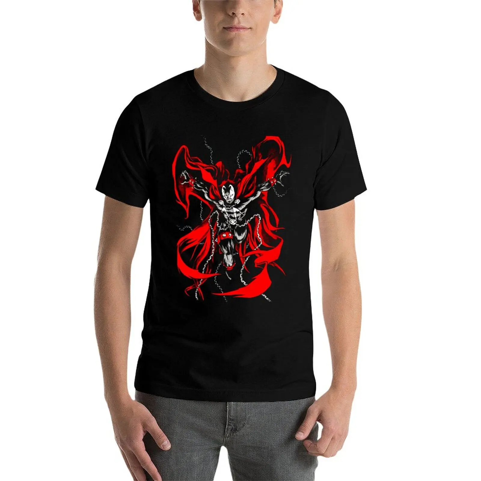 Фото Футболка Hellspawn, мужские футболки с рисунком, мужская футболка из плотного хлопка №4