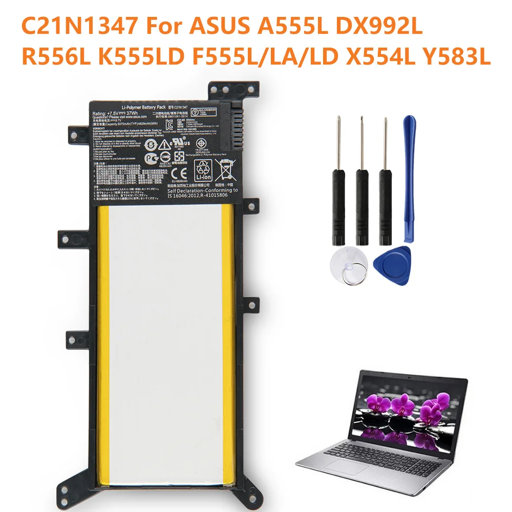 Сменная батарея C21N1347 для ASUS FL5600L FL5800L W509L X554L FL5500L DX992L W519L F555L, аккумуляторная батарея 5070 мАч