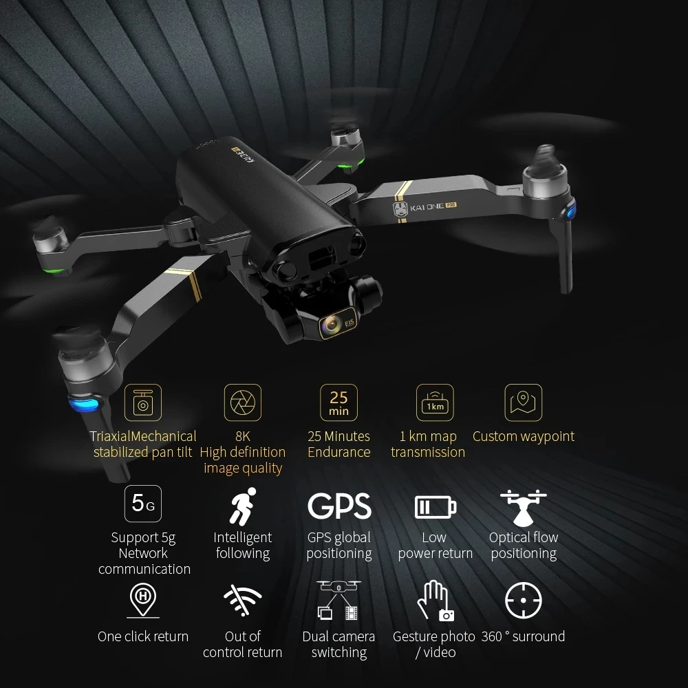 Лучший Кай One Pro GPS Дрон 8K 3-осевой карданный подвес профессиональная камера 5G WIFI FPV
