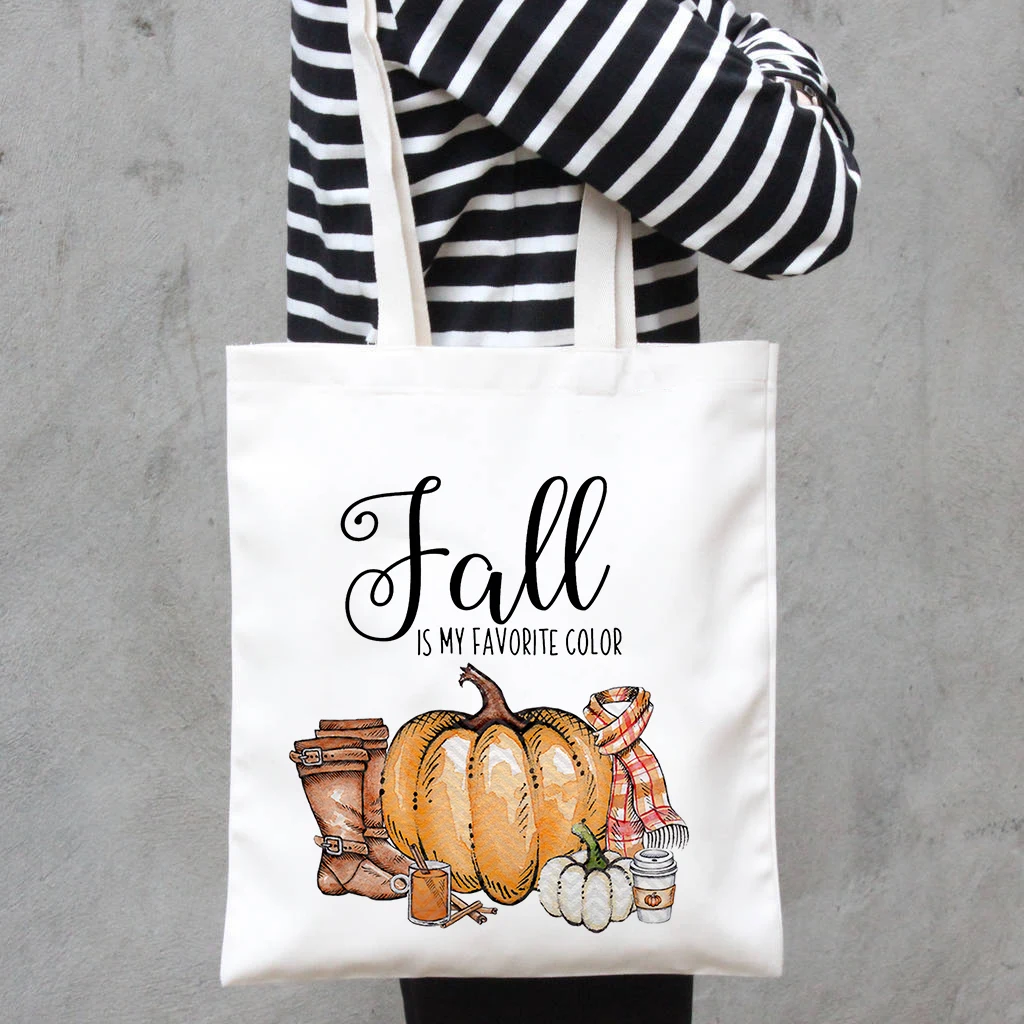 2020 Halloween Pumpkin Print Canvas Shopping Tote Bag Women Shoulder Reusable Eco Bag Shopper Festival Fall Holiday Gift Handbag