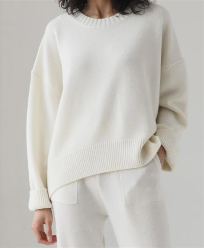 2025 женские осенние пуловеры с круглым вырезом и длинными рукавами свободный