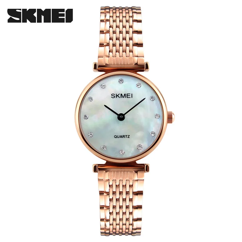 Skmei Business Fashion Women's Watch Waterproof Steel Strap Women's Watch Simple Exquisite Women's Quartz Watch with Diamond