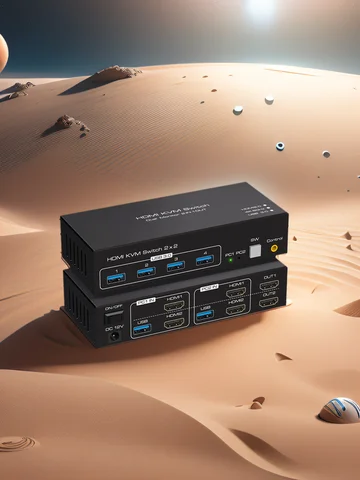 KVM-переключатель HDMI, 2 ПК, 2 монитора, 4K при 60 Гц, KVM-переключатель USB 3.0 для 2 компьютеров, ноутбуков, поддерживает два монитора и 4 порта USB 3.0 VPFET