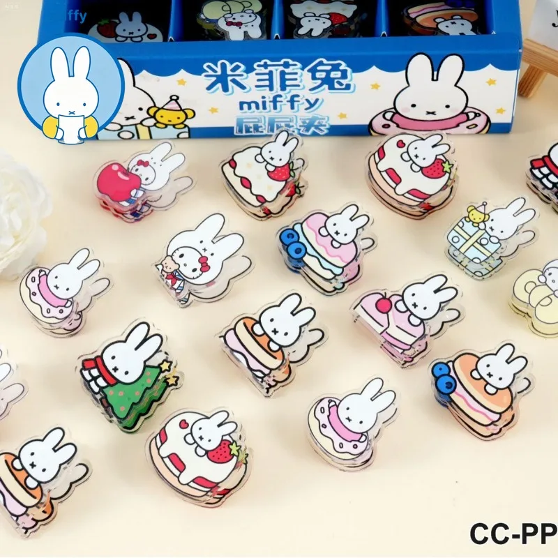 Фото Новый акриловый зажим Kawaii Miffy с высококачественным дизайном в стиле аниме для ежедневников и блокнотов №1