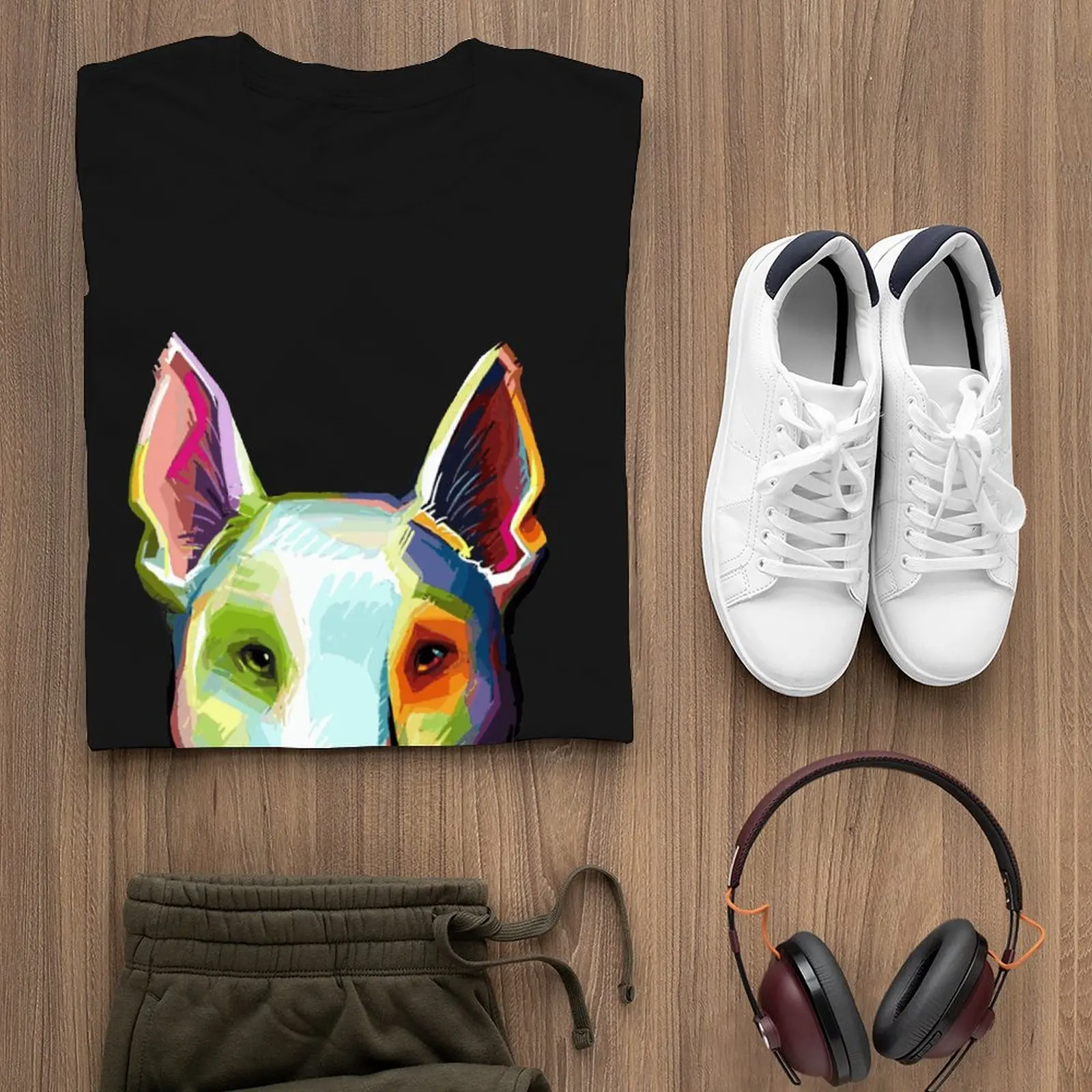 Футболка Bull Terrier Мужская базовая цветная рубашка с рисунком животного из 100