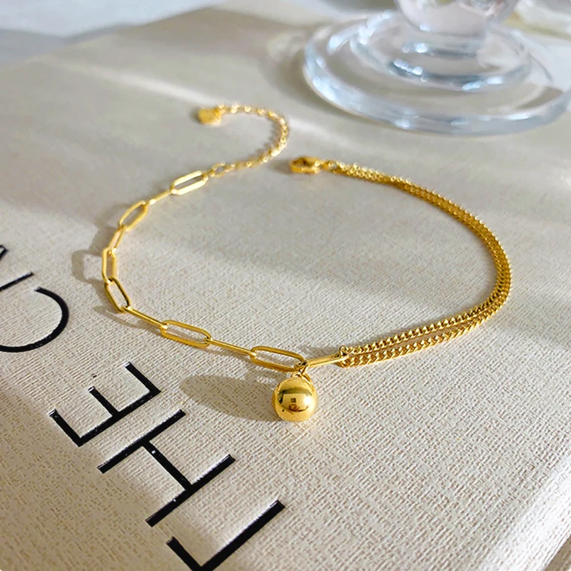 Trendy Summer Beach Accessories 2023 Bracelets on The Leg Foot Jewelry for women free shipping Little Golden Ball Ankle Feet