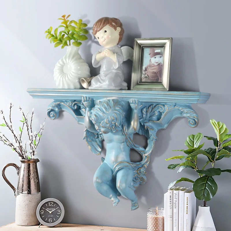 

European-style retro TV background wall shelf wall hanging decorative frame creative word wall shelf table hanger