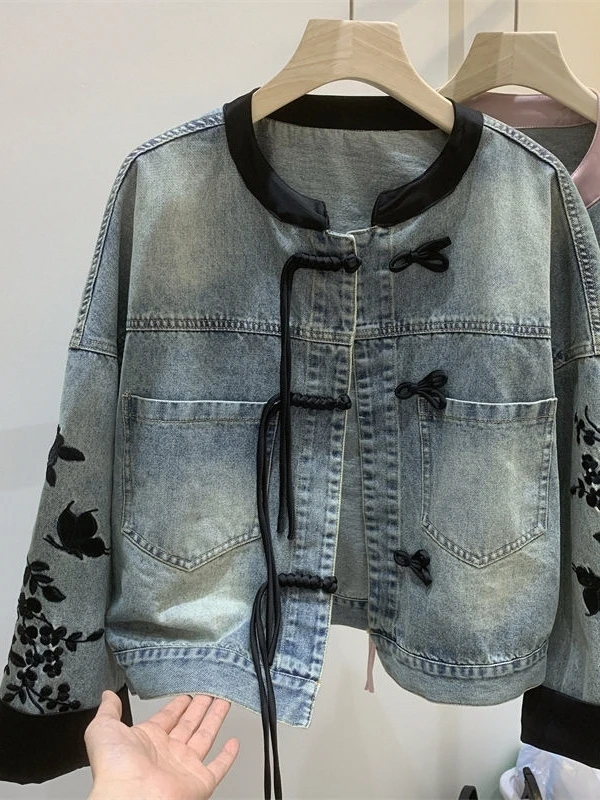 Джинсовое пальто Design Sense женское весенне-осеннее новое маленькое национальное