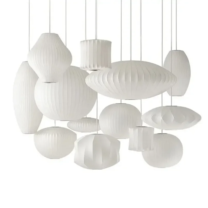 Минималистичный художественный фонарь из белой ткани люстра E27 спальня гостиная