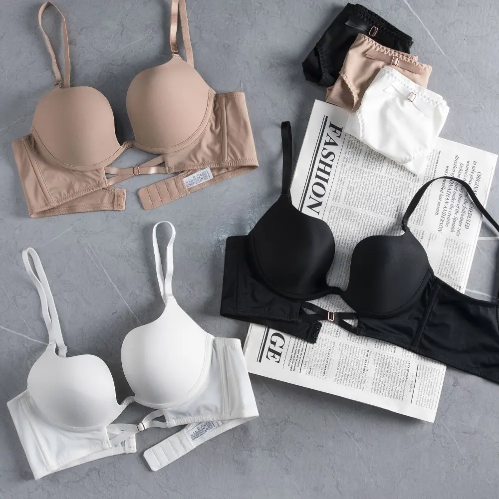 Plunge Bra Open Back Brassiere Women Lingerie For Wedding Backless Bras Push Up Underwear Low Cut Deep U Shaped Top Sexy