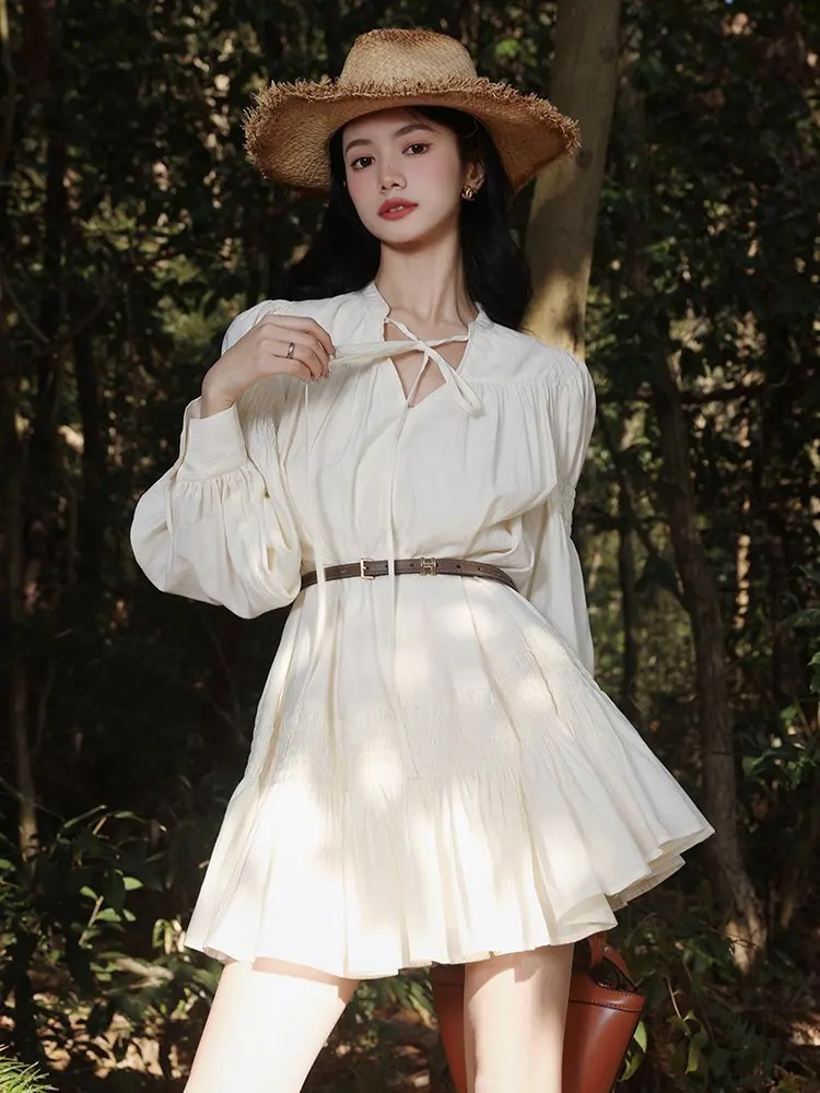 

Женское кружевное платье с длинным рукавом-фонариком