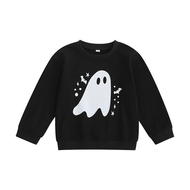 

Kids Girls Boys Sweatshirts Halloween Clothes Ghost Print Crew Neck Long Sleeve Kids Pullovers Fall Tops