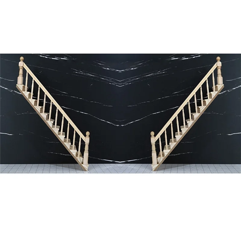 1:12 DIY Миниатюрные аксессуары поручни для правой лестницы деревянная мебель