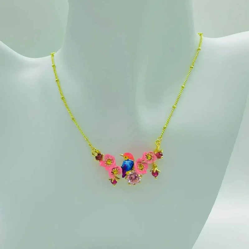 Ручная роспись эмаль осень-зима красочные Alcedo Atthis Bengalensis ветки сливы красные