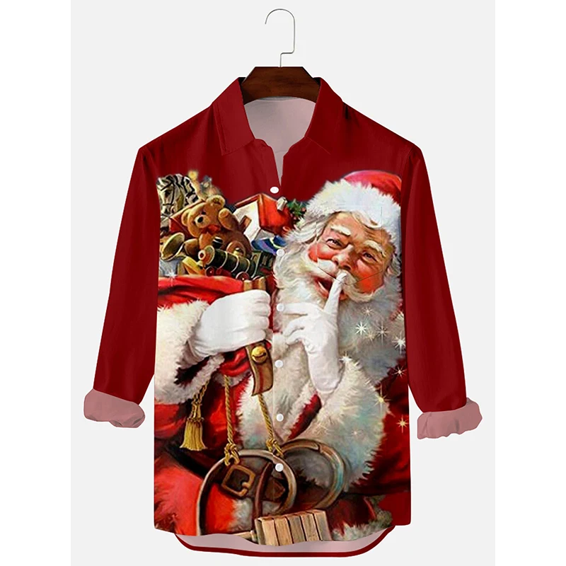 

Badassdude Christmas Santa Claus Printing Men's Long Sleeve Shirt