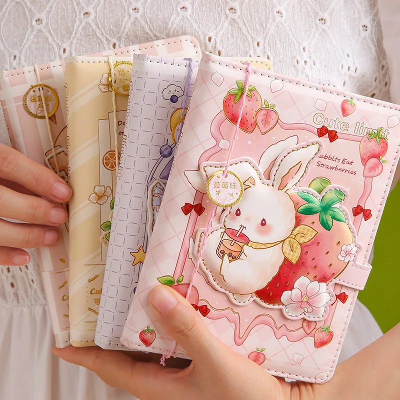

36k Cute Limit Color Page Magnetic Buckle Leather Book High Appearance Level Diary Notepad Small Fresh Ledger A6