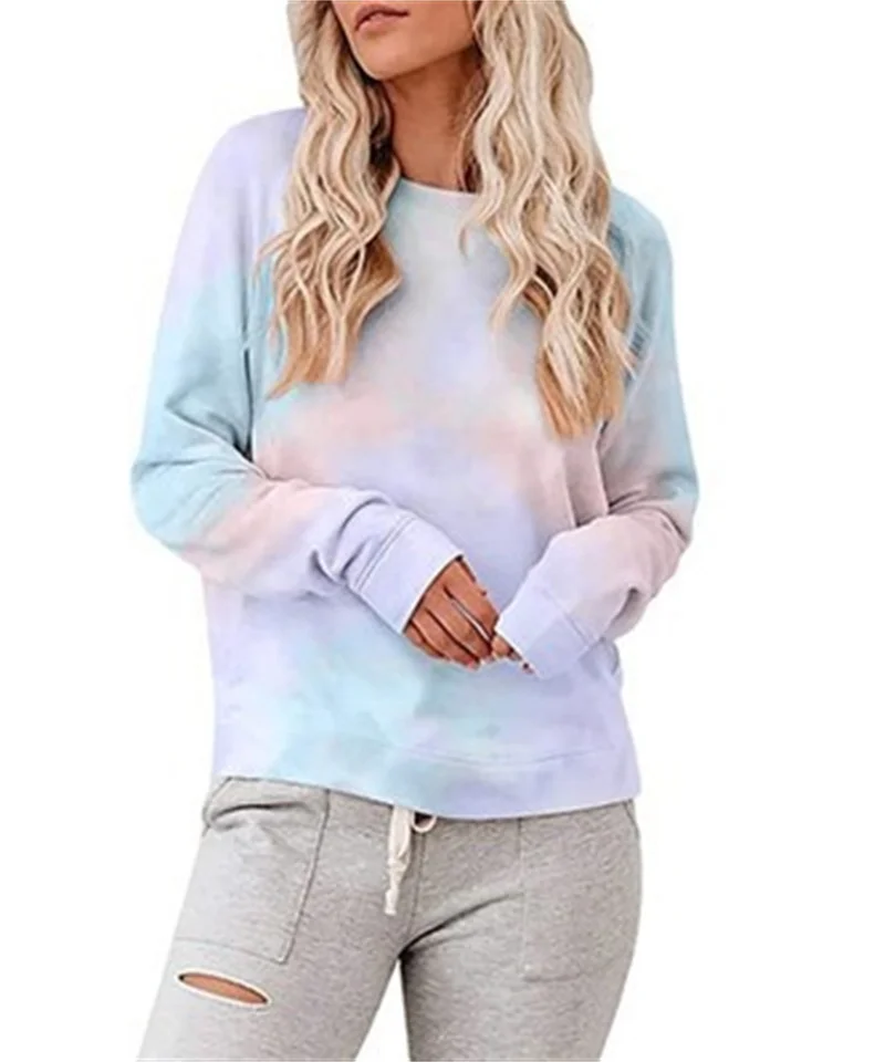 

Fashion Tie Dye Gradient Sweatshirt Female Trend Streetwear Autumn Long Sleeve Round Neck Pullover Hoodie Women Loose Casual Top