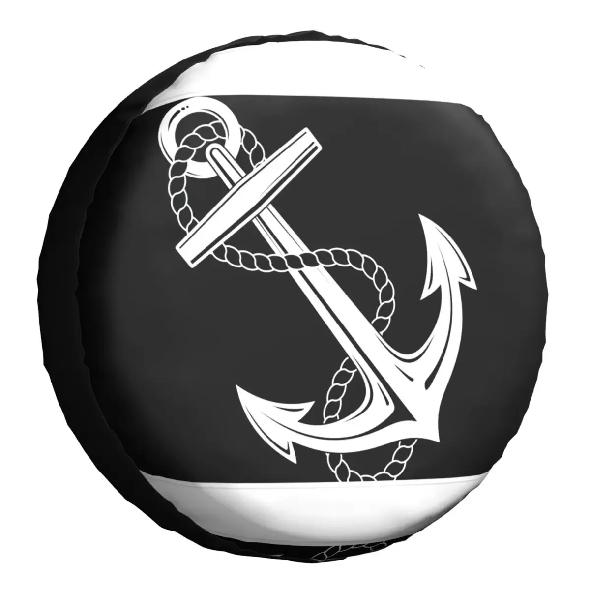 

Чехол для запасных колес с морскими синими полосками и белым якорем