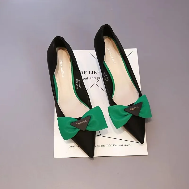 

Fashion Bowknot High Heels Women's Pumps 2022 Pointed Toe Thin Heels Shoes Woman Party Dress Shoes of Women Zapatillas Mujer