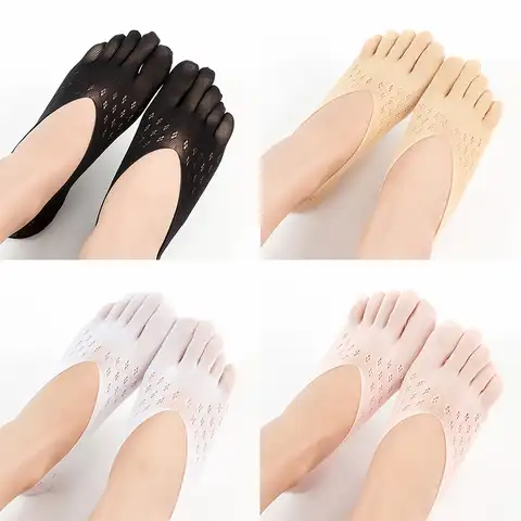 Носки женские с низким вырезом, тапочки, невидимые носки с закрытыми пальцами, невидимые ортопедические компрессионные однотонные кружевн...