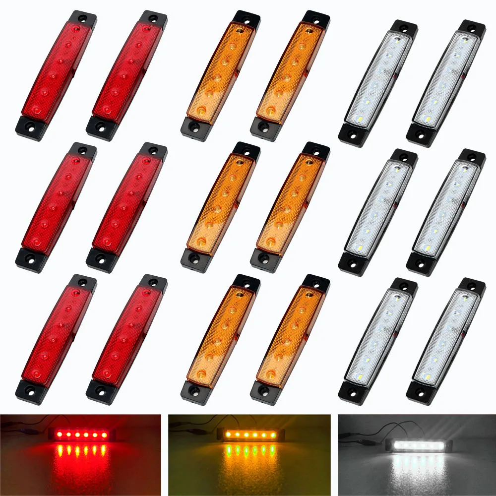 CARCTR 10PCS 24V Truck Lorry Trailer Side Marker Indicators Light Red Yellow White Warning Tail Car Turn Signal Lamp - купить по