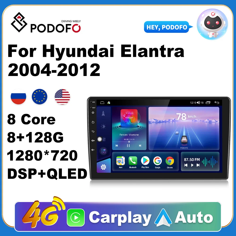 

Авторадио 2Din Carplay для Hyundai Elantra 2004-2012 AI Voice 4G GPS Автомобильный мультимедийный видеоплеер стерео