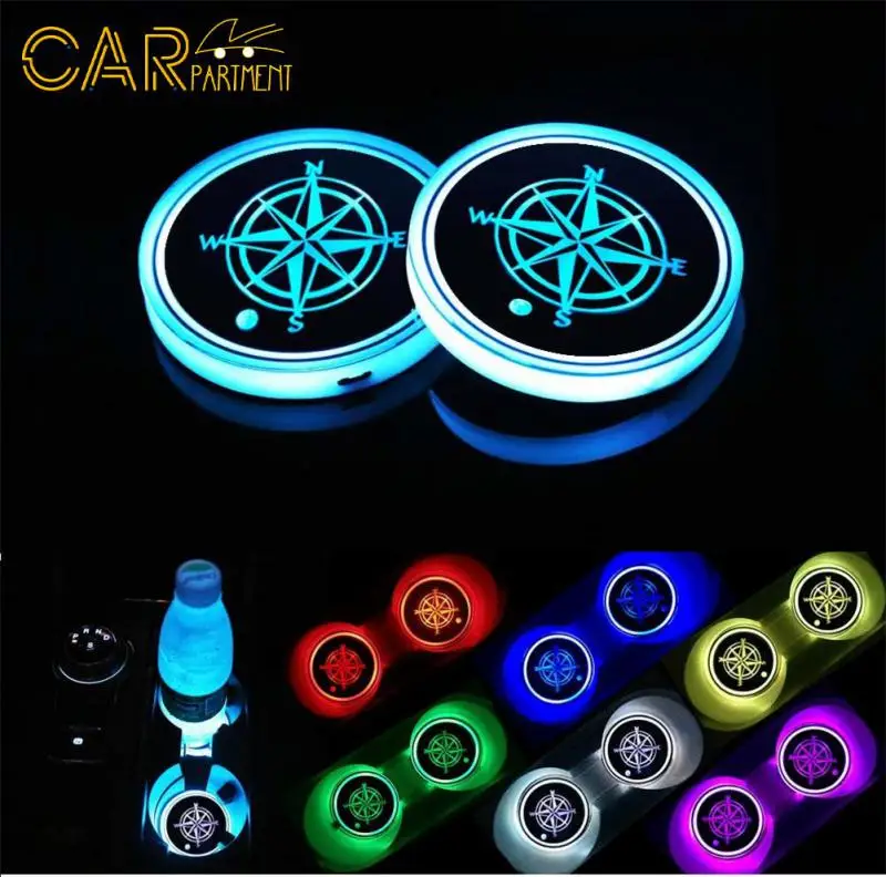 

Dog Footprint Compass Led Light-emitting Car Led Seven-color Light-emitting Coaster Rgb Multi-color Coaster Anti-slip