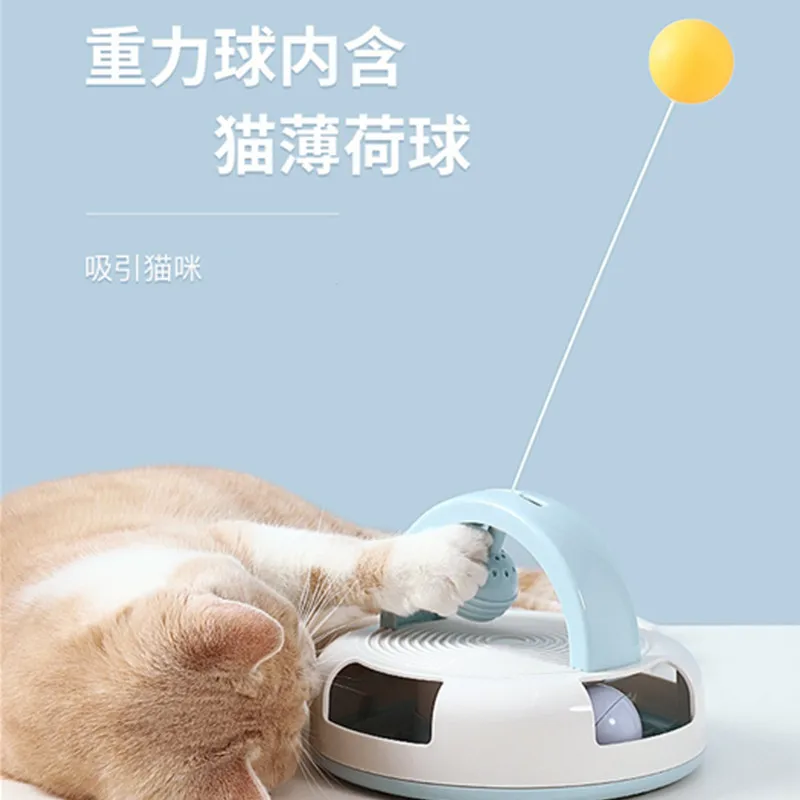 

Funny Cat Stick Table Tennis Feather Cat Turntable To Relieve Boredom Cat Toy