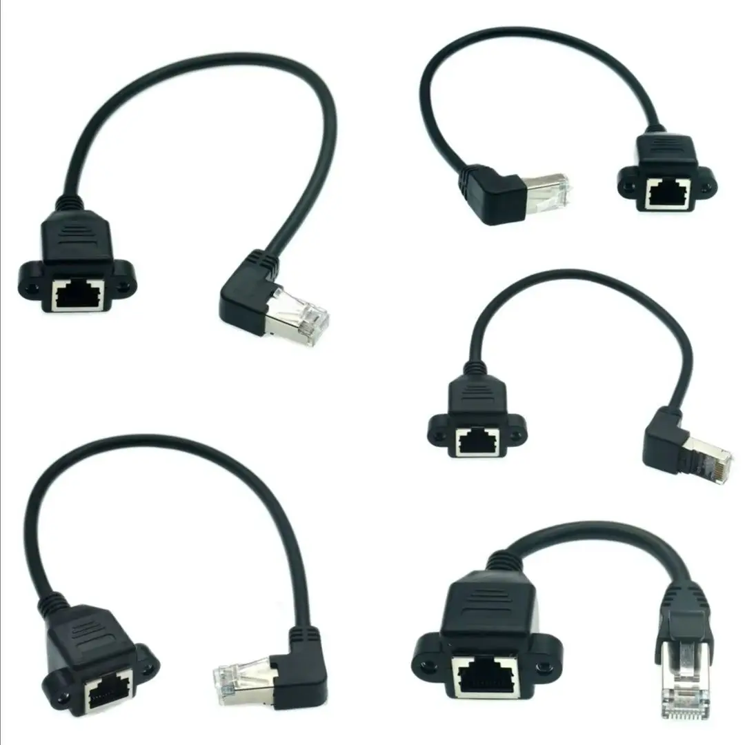 Фото Кабель-удлинитель Ethernet RJ45 (8P8C) с угловыми разъемами RJ45 (штекер-гнездо) 90 градусов (вверх/вниз), 30 см, 60 см, 100 см, 1 фут, 2 фута №1
