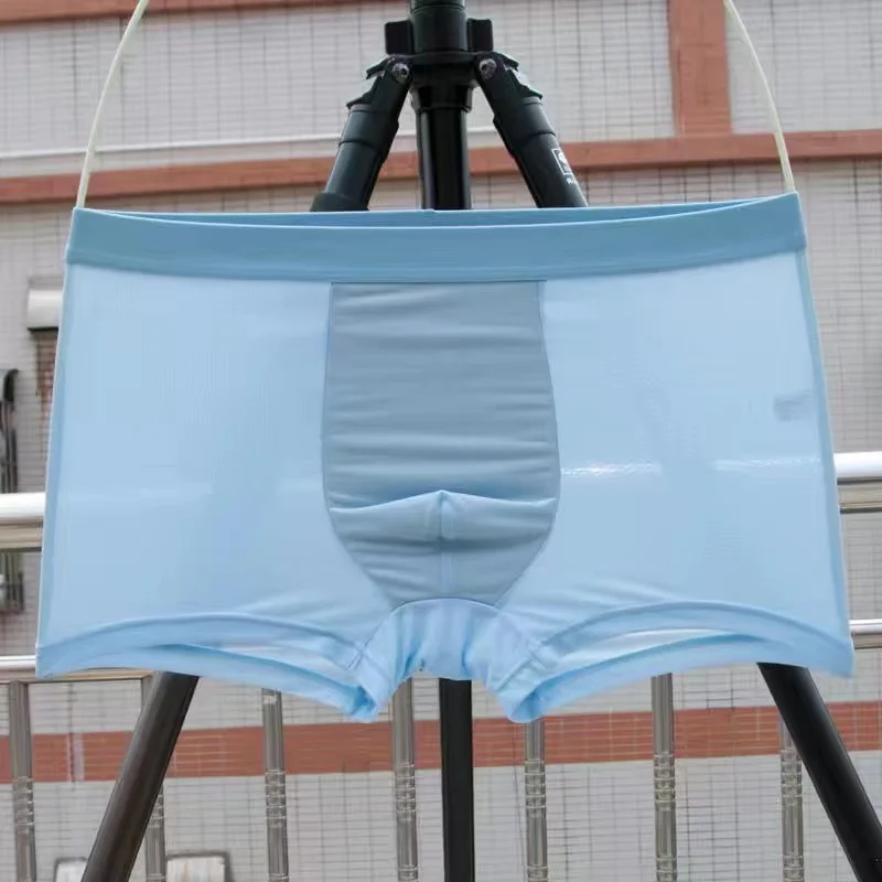 Прозрачные Боксеры для мужчин просвечивающие мужские трусы сексуальные с низкой