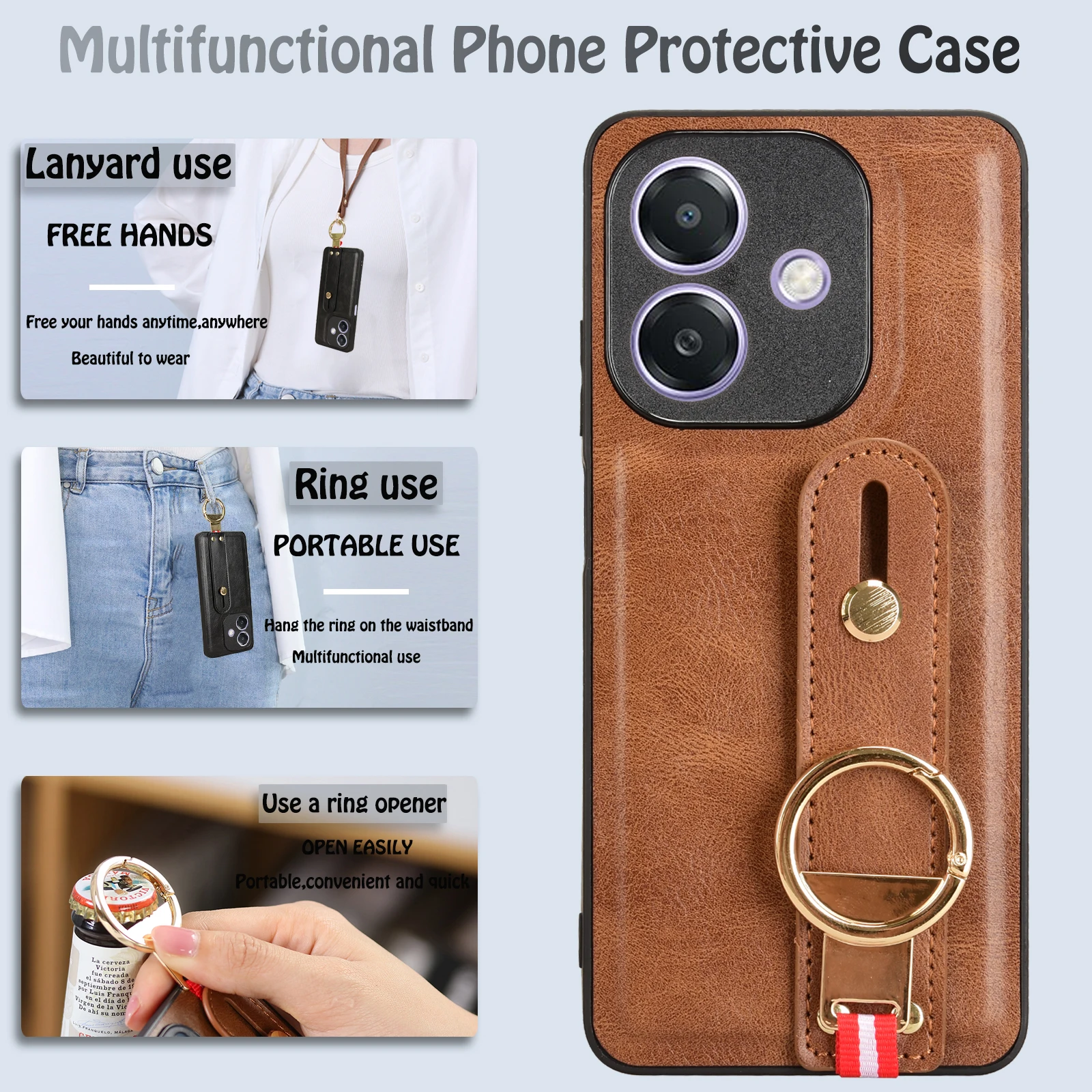 Для OPPO A3i новый противоударный деловой кожаный чехол-браслет для Oppo 5G - Цена: 535